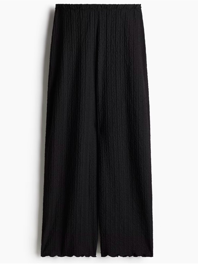 H & M Wide Leg Black Textured Palazzo Pants